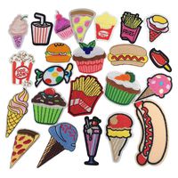 Libiline Random 24PCS Mix Fries Bread Sandwish Cake Drink Sew-on Iron-on Patch Dress Embroidered Appliques Patches (Cake Bread Fries)