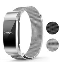 Replacement Bands for Fitbit Charge 2-Stainless Steel Metal Bracelet with Magnet Clasp, Smart Wristband Accessories, Silver/6.5''- 9.9"