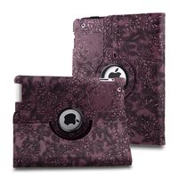 TOPCHANCES Modern Smart Cover Case for iPad 2 3 4 with Auto Sleep/Wake Function and 360 Degree Rotating Stand- (Purple Emblossed Flower)