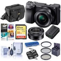 Sony Alpha a6400 24.2MP Mirrorless Digital Camera with 16-50mm f/3.5-5.6 OSS Lens - Bundle with Camera Case, 32GB SDHC Card, 40.5mm Filter Kit, Cleaning Kit, Card Reader, Memory Wallet, PC Software