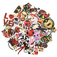 50Pcs Cartoon Miraculous Ladybug Stickers Waterproof Decal Laptop Motorcycle Luggage Snowboard Fridge Phone Car Sticker