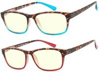 Computer Glasses 2 Pair Anti Glare Anti Reflection Spring Hinge, Blue, Size 31Mm