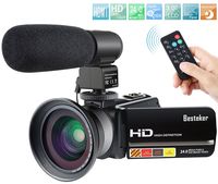 Camcorder,Besteker 1080P IR Night Vision Camcorders Full HD Portable Digital Video Camera with External Microphone and Wide Angle Lens