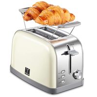 2 Slice Toaster with 7 Bread Shade Settings and Warming Rack, Toast Evenly and Quickly, Extra Wide Slots, Retro Bagel Toaster, Defrost/Bagel/Cancel Function, Removable Crumb Tray, Stainless Steel