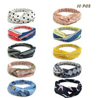 Upgraded 10 Pack Women's Headbands Elastic Hair Band Accessories with Boho Flower Printing Twisted Criss Cross