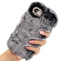Case for iPhone Xs Max,Girlyard Cute New [Plush Case] Furry Artificial Fur Bling Crystal Rhinestone Design Fluffy Warm Winter Handmade Soft Hair Plush Cover for iPhone Xs Max 6.5 Inch-Colour Gray