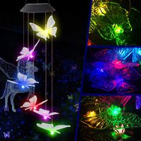EpicGadget Butterfly Solar Light, Solar Butterfly Wind Chime Color Changing Outdoor Solar Garden Decorative Lights for Walkway Pathway Backyard Christmas Decoration Parties (Clear Wing Butterfly)