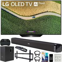LG OLED55B9PUA B9 55-inch 4K HDR Smart OLED TV with AI ThinQ (2019) Bundle with Deco Gear 60W Soundbar with Subwoofer, Wall Mount Kit, Deco Gear Wireless Keyboard and 6-Outlet Surge Adapter