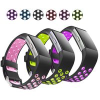 Jobese Replacement Bands Compatible with Fitbit Charge 2, 3-Pack Soft Breathable Silicone Sport Accessories Wristbands with Air Holes, Women Men