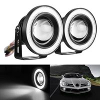 Ecosin Fashion 2.5 Car Fog Light COB LED Projector White Angel Eye Halo Ring DRL Driving Bulbs