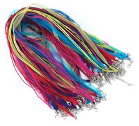 yueton 50pcs Colorful DIY Jewelry Making Voile String Ribbon Organza Strings Lobster Clasp Necklace Chain Cords