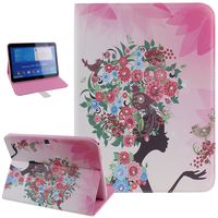 Samsung Galaxy Tab 4 10.1 Case, NSSTAR Butterfly Fairy Girl Flower Pattern Inlaid Shiny Glitter Rhinestone PU Leather Flip Protective Case Cover with Stand for Samsung Galaxy Tab 4 10.1 (Bird Girl)
