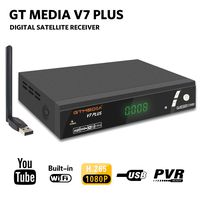GTMEDIA V7 Plus DVB-S2/T2 FTA Satellite TV Receiver Digital Sat Decoder 1080P Full HD with USB WiFi Antenna H.265 AVS+ Support YouTube, PVR Ready, Cccam, Newcam, Powervu, DRE & Biss Key by Aoxun