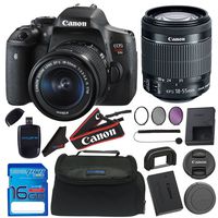 Canon EOS Rebel T6i / 750D DSLR Camera with EF-S 18-55mm f/3.5-5.6 is STM Lens + 16GB Deluxe Accessory Bundle
