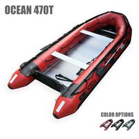 Seamax Ocean470T 15.5 Feet Commercial Grade Inflatable Boat, Max 12 Passengers and 40HP Rated (Red, 20" Long Shaft)