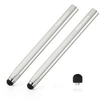 Stylus Pen for Touch Screen Devices with Extra Replaceable Soft Fiber Tips (Silver)