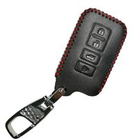 Coolbestda Leather Smart 4buttons Key Fob Remote Cover Protector Case Keyless Entry Holder for 2019 2018 2017 Toyota Highlander Avalon Camry Corolla RAV4 HYQ14FBA