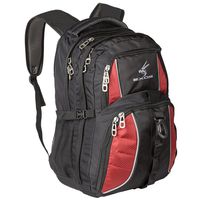 Exos Backpack, (Laptop, Travel, School or Business) Urban Commuter (Black with Red Trim)
