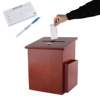 Rich Mahogany Wood Charity Donation & Suggestion Box Office Ballot Box with Pocket Comes with Locking Hinged Lid for Table Or Counter-top use (Dark Mahogany)