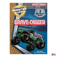 Monster Jam Grave Digger Truck - 9 Piece Licensed Decals Monster Jam Truck Stickers for Kids, Toy Truck Decals are Outdoor Rated All Weather Proof - Easy to Apply To Car Windows and Laptops