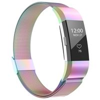 iGK Replacement Bands Compatible for Fitbit Charge 2, Stainless Steel Metal Bracelet with Unique Magnet Clasp Colorful Large