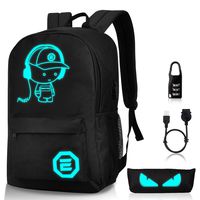 Luminous School Backpack,Horsky Anime Cartoon Music Boy Shoulder Laptop Travel Bag Daypack College Bookbag Night Light for Students with USB Charging Port,Lock and Pencil Case 35L (No Power Source)