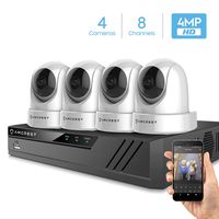 Amcrest 4MP Security Camera System w/ 4K 8CH NVR, (4) x 4-Megapixel Dome WiFi IP Cameras, Pan/Tilt Surveillance, Dualband 5ghz / 2.4ghz, Two-Way Audio, NV4108-IP4M-1051W4 (White)