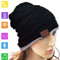 BGJOY Bluetooth Beanie, Wireless Bluetooth Hat with Bluetooth Headphones Hands-Free Phone Calls HD Music, Dual Layer, Unisex, Charged via USB, Fully Washable, Boyfriend Gifts (Black with Grey)