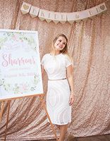 TRLYC Champagne Sequin Wedding Curtain 4 Ft by 6.5 Ft Backdrop Sequin add Elegant Shiny Sequins for Special Events