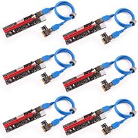 Ziyituod 6 Pack PCI-E Risers 1X to 16X Graphics Extension GPU Mining Powered Riser Adapter Card with 60cm USB 3.0 Extension Cable, 3 in 1 Power Supply PCIe Riser Extender