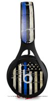 Skin Decal Wrap Works with Beats EP Headphones Painted Faded Cracked Blue Line Stripe USA American Flag Skin Only Headphones NOT Included