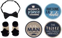Rising Star Baby Boys Milestone Photo Prop Stickers Bow-tie and Booties Gift Set, blue, 0-12M
