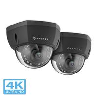 2-Pack Amcrest UltraHD 4K (8MP) Dome POE IP Camera, 3840x2160, 98ft NightVision, 2.8mm Lens, IP67 Weatherproof, IK10 Vandal Resistance, MicroSD Recording Black (IP8M-2493EB)