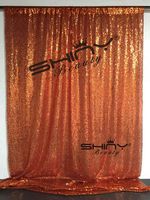 ShinyBeauty Orange Sequin Backdrop Curtain 4 Panels 2FTx8FT Glitter Backdrop Baby Shower Curtains Sequin Curtains for Living Room~N0319