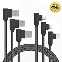 USB Type C Cable, ANLOER 90 Degree 3Pack 3Ft 6Ft 10Ft Angled Nylon Braided Long Cord Data Sync Cord for Samsung Galaxy Note 8, S8 Plus, LG V30 V20 G6, Google Pixel 2, Nexus 5X/6P, Moto Z2 (Black)