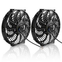 (Pack of 2) 12" Electric Radiator Cooling Fan Assembly Kit 1550 CFM Universal Slim Engine Fan Mounting Kit 12V 80W（Diameter 11.73" Depth 2.36")