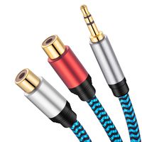 3.5mm to 2 RCA Cable，Hftywy 3.5mm Male to 2 RCA Female Jack Stereo Audio Cable Y Adapter Gold Plated Compatible for iPhone, iPod, iPad, MP3, Tablets, HiFi Stereo System, Computer Sound Speaker