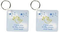 3dRose I Love You to the moon and back - Key Chains, 2.25 x 4.5 inches, set of 2 (kc_155825_1)