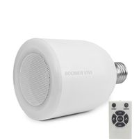 Disco Night Light Bulb, BVI BOOMERVIVI Bluetooth Speaker with 12W LED Magic Bulb LED Lighting 6-Colors Rotate Crystal Light for House Party Hotel Stage Halloween and Christmas (White)