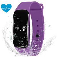 Padcod Fitness Tracker HR with Color Display, IP68 Waterproof with USB Rechargeable Battery, Step Counter Pedometer Activity Tracker Smart Watch for Kids Women Men. (Purple-1)