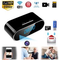 Hidden Camera WiFi Spy Camera Hidden Video Recorder Real Time HD 1080P Wireless Hidden Nanny cams Clock Night Vision Motion Detection Free 16GB Micro card Hidden security camera for Home,Office, Kids,