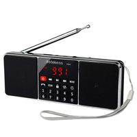 Retekess TR602 Portable AM FM Stereo Radio with Wireless MP3 Player Speaker AUX Input Support TF Card USB Disk with LED Display Sleep Timer (Black)