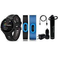 Garmin Forerunner 735XT GPS Running Watch with Multisport Features and Wrist-Based Heart Rate and Wearable4U Ultimate Power Pack Bundle (TRI-Bundle, Black/Gray)