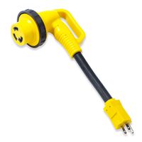 Leisure Cords 12" 90-Degree Dogbone RV Adapter 15-Amp Male and 30-Amp Female with Twist Lock and LED Indicator (15 Amp Male - 30 Amp Female Twist)