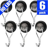 90LBS Swivel Swing Powerful Magnetic Hooks(6Pack) Black Magnetic Swivel Hooks Heavy Duty Magnet Hook Magnetic Hooks for Cruise Cabins