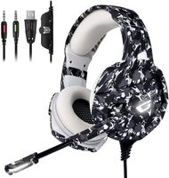ONIKUMA Gaming Headset PS4 Headset with 7.1 Surround Sound, Xbox One Headset with Noise Canceling Mic & LED Light,Memory Earmuffs for PS4, MAC, PC,PS2,Xbox One Controller,Nintendo 64, Game Boy