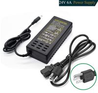 Power Adapter Supply 24V 6A Volt AC, Superpower 5mm DC Output Jack for LED Strip Light,Rope Light,Wireless Router,ADSL Cats,Security Cameras and other Low Voltage Device