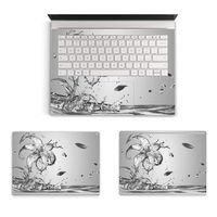 MasiBloom 3 in 1 Body Protector Sticker Full Protective Decal Cover Skin for 15" 15 Inch Microsoft Surface Book 2 (2017 Released) (for 15" Surface Book 2, Lily on Water Grey)