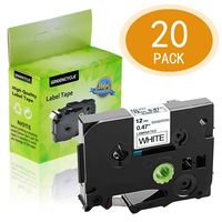 GREENCYCLE 20PK Replacement Black on White Standard Laminated Tape 12mm 0.47'' TZe-231 TZ-231 TZe Label Tape Compatible for Brother P-Touch Cube PT-D200 PT-D210 PT-D400 PT-H100 PT-1230PC Label Makers