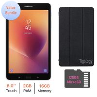 Samsung Galaxy Tab A 8.0-inchTouchscreen (1280 x 800) Wi-Fi Tablet, Quad-Core 1.4GHz APQ8017 Processor, 2GB RAM, 16GB Memory, Bluetooth 4.2, 128GB MicroSD, Tigology Case, Android 7.1 OS
